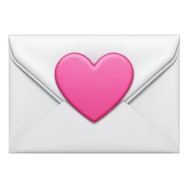 A 3D render of a white letter envelope with a vibrant pink heart sticker, clean background sticker