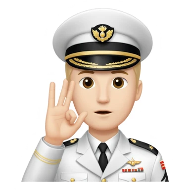 White military officer whit a small black point over his mouth is rasing his right hand to greet someone not in the picture  sticker