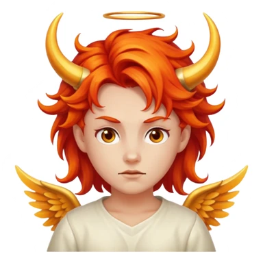 Angel with horns and fiery hair sticker