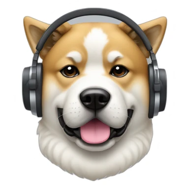 an Akita breed dog with big DJ headphones sticker