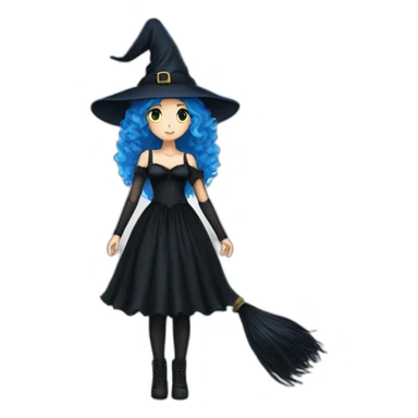 blue-haired-witch-in-black dress and black stockings sticker