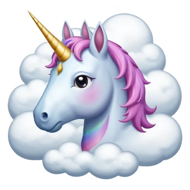 A unicorn flying through clouds, sad, cry tear from eyes, portrait, bust up sticker