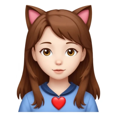 neko girl with heart brown hair sticker