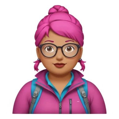 climber fat woman with dark pink bun hair and glassess sticker