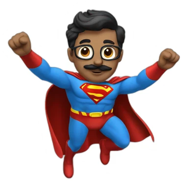 Flying superman with moustache happy full body sticker