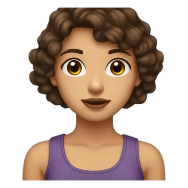 small lips big brown eyes dark brown hair tanned girl sticker