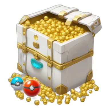 Pokemon Game LootCase White Color Rich Treasure Legendary Epic Pokeballs and Pokemons Inside sticker