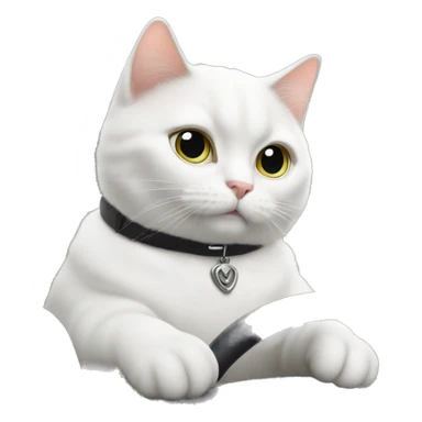 White British cat is driving car sticker