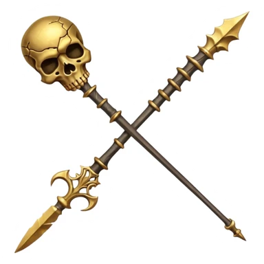 broken gold skull spear sticker
