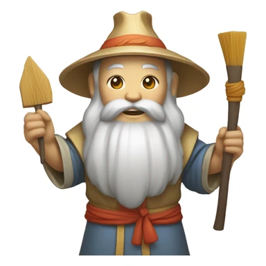 Lu Ban is a legendary figure in Chinese mythology, depicted as a clever craftsman often wearing wide robes, a broad-brimmed hat, and carrying woodworking tools. 🛠️🎩👕 sticker