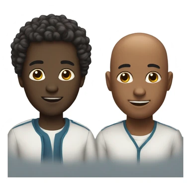 Two black men One bald One with curly hair.  sticker