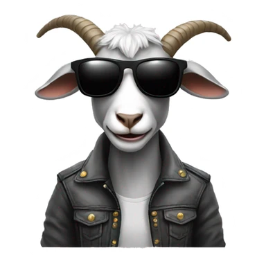biker, long grey goat tee with short hair and dark sunglasses sticker