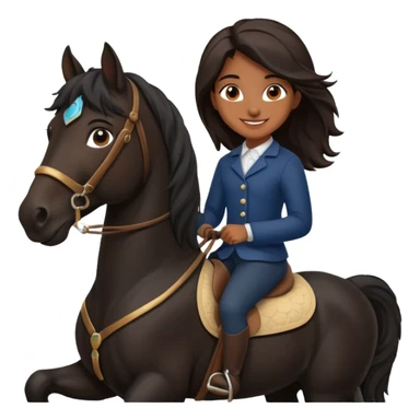 Brown girl on black shire horse  sticker