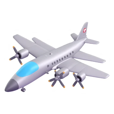 3D cartoon style caricature bomber airplane, platinum gray color, rounded shapes, animated style sticker