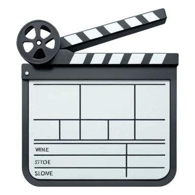 extremely minimal film slate, absolute bare minimum lines, just enough to recognize as clapperboard, pure outline sticker