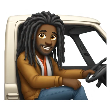 Black man long dreads driving pickup truck  sticker