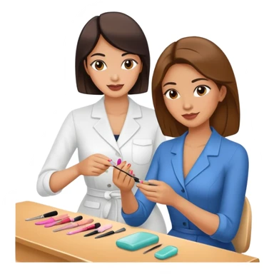 woman doing a manicure to another woman sticker