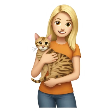 Blonde girl with bengal cat sticker