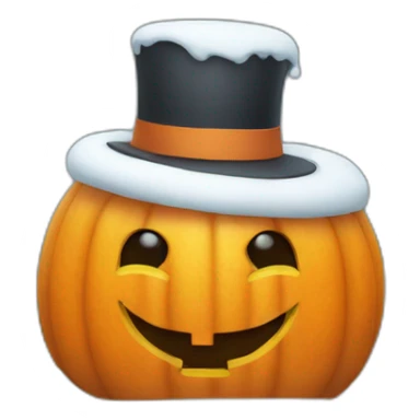 Fat cubic snowman with a pumpkin on the head sticker