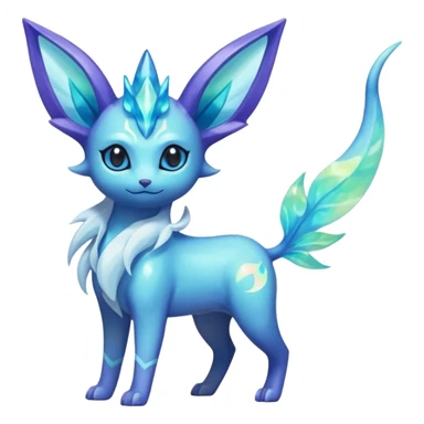Shiny Crystallic Boreal Auroral Nebulae Espeon-Lumineon-Vaporeon-Amaura-Glaceon-Dragonair-Fakémon-hybrid-creature (full body)  sticker