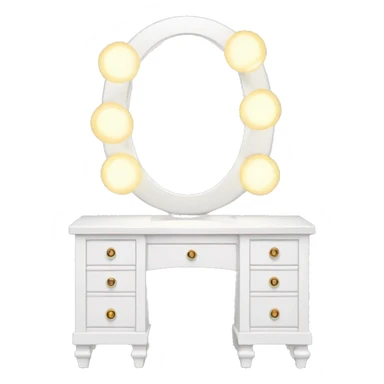 A  white vanity with lightbulbs sticker