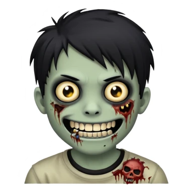 boy zombie with black hair emo Whith black grillz black teeths sticker