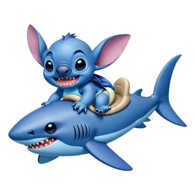 Disney's stitch, riding a shark  sticker