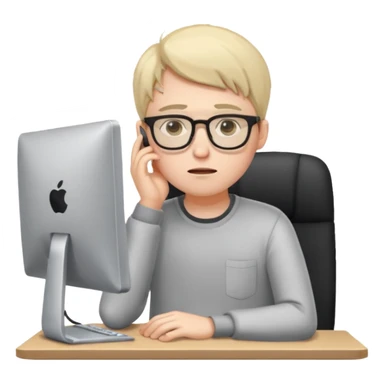 young male programmer very tired at the computer sticker