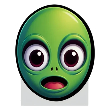 An alien emoji with a green-colored head sticker