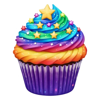 Rainbow starry galaxy cupcake sticker
