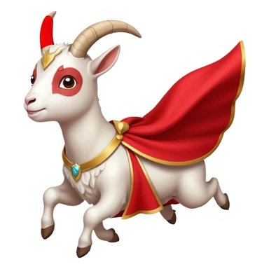 white female goat wearing a read cape like superman sticker