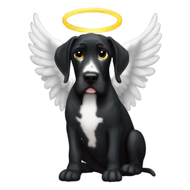 All black Great Dane with angel halo sticker