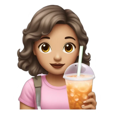 Girl drinking bubble tea sticker