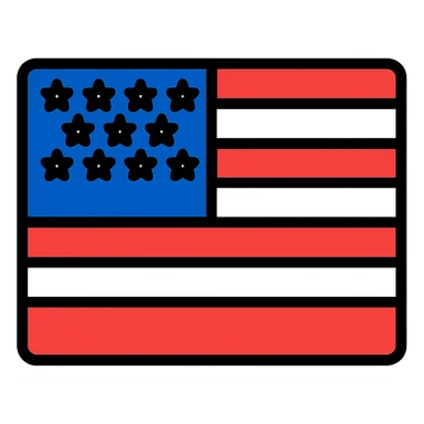United States flag, modern minimalistic icon style, stripes and blue field with stars sticker