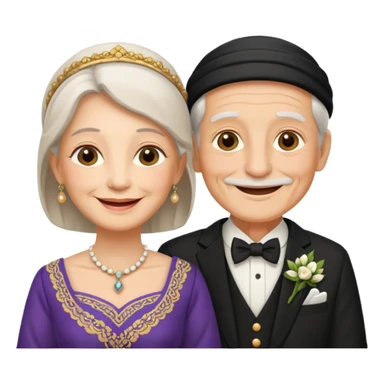 old couple in wedding day sticker