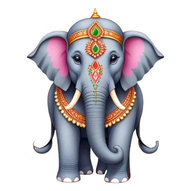 Decorated Indian elephant – Cinematic Realistic Decorated Indian Elephant, depicted as a majestic elephant adorned with vibrant, ornate ceremonial decorations and rich, colorful fabrics, set against a festive Indian backdrop with warm golden lighting that highlights its cultural significance. sticker