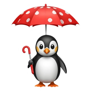 Penguin with red polka-dot umbrella sticker
