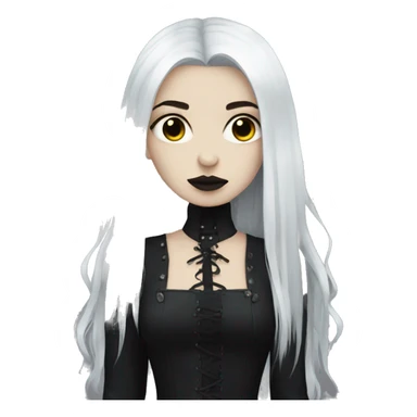 goth girl pale, black long hair sticker