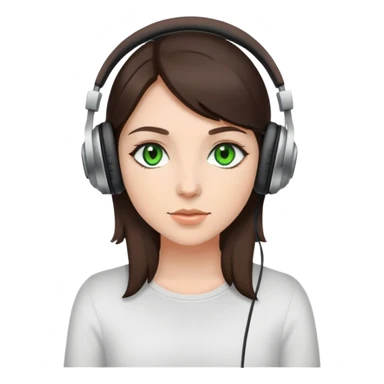 Brunette with green eyes in headphones sticker