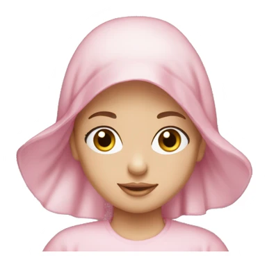Caucasian girl long eyelashes with pink satin bonnet sticker