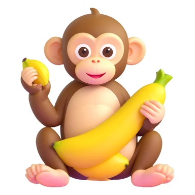 baby monkey peeling a banana sticker