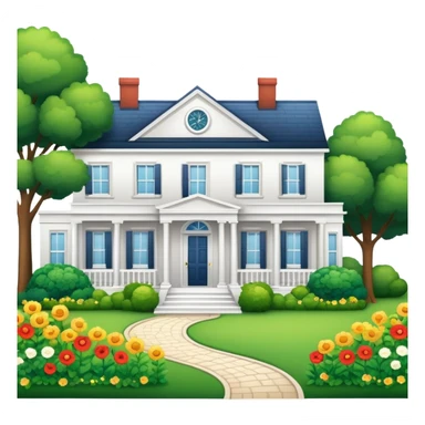 Casa Blanca de una planta con jardín sticker