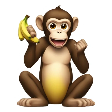 Monkey eating banana  sticker