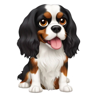 tri colored king charles spaniel wanting a treat  sticker