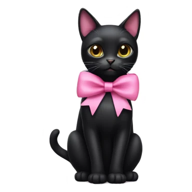 Black cat wearing a pink bow sticker