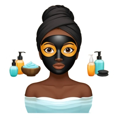 Lady with black face mask spa beauty full face relaxing sticker