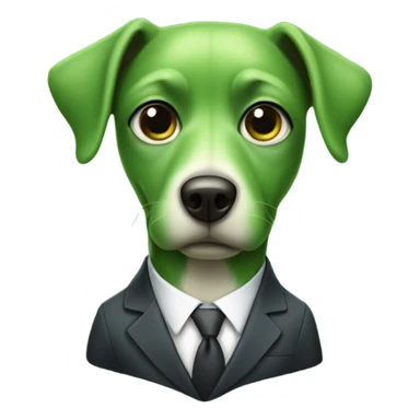 Green dog wearing a suit with big eyes sticker