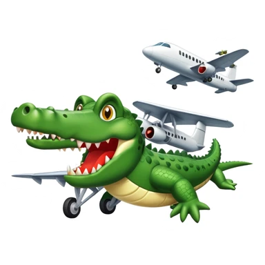 crea un cocodrilo en un avion con bombas sticker
