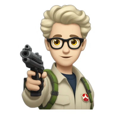 Egon Spangler ghostbusters young shooting a ghost sticker