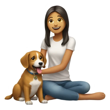 smiling girl with dog sticker